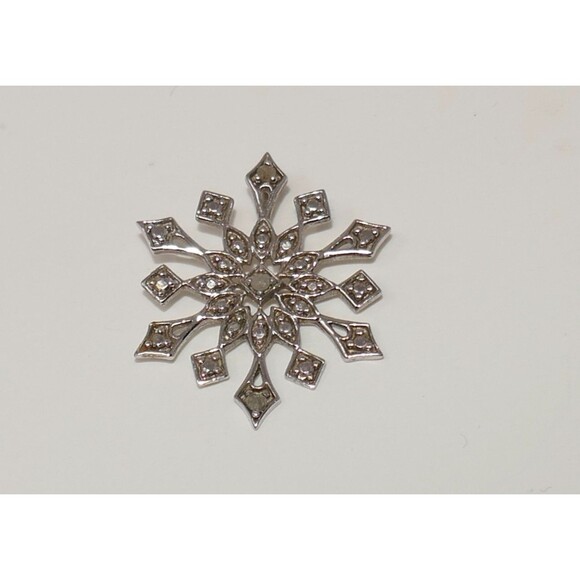 OTC 925 Sterling Silver Diamond Accent Snowflake Pendant Charm - Picture 2 of 6